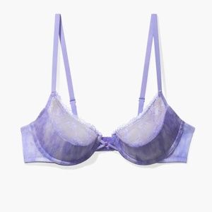 Watercolor Tie Dye Half Cup Bra with Lace